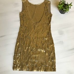 Michael Kors gold sequin low back dress